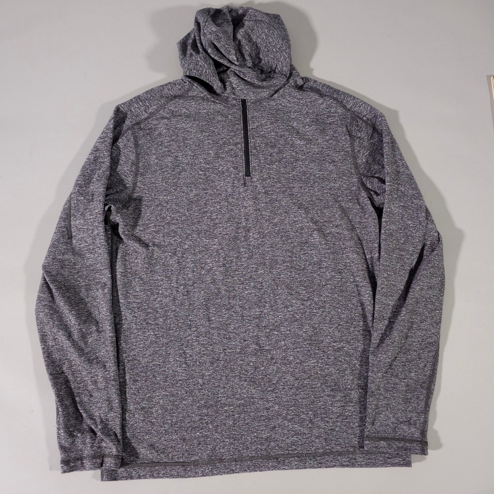 Lululemon Hoodie Mens Large Gray Heathered Quarter Zip Activewear Pullover